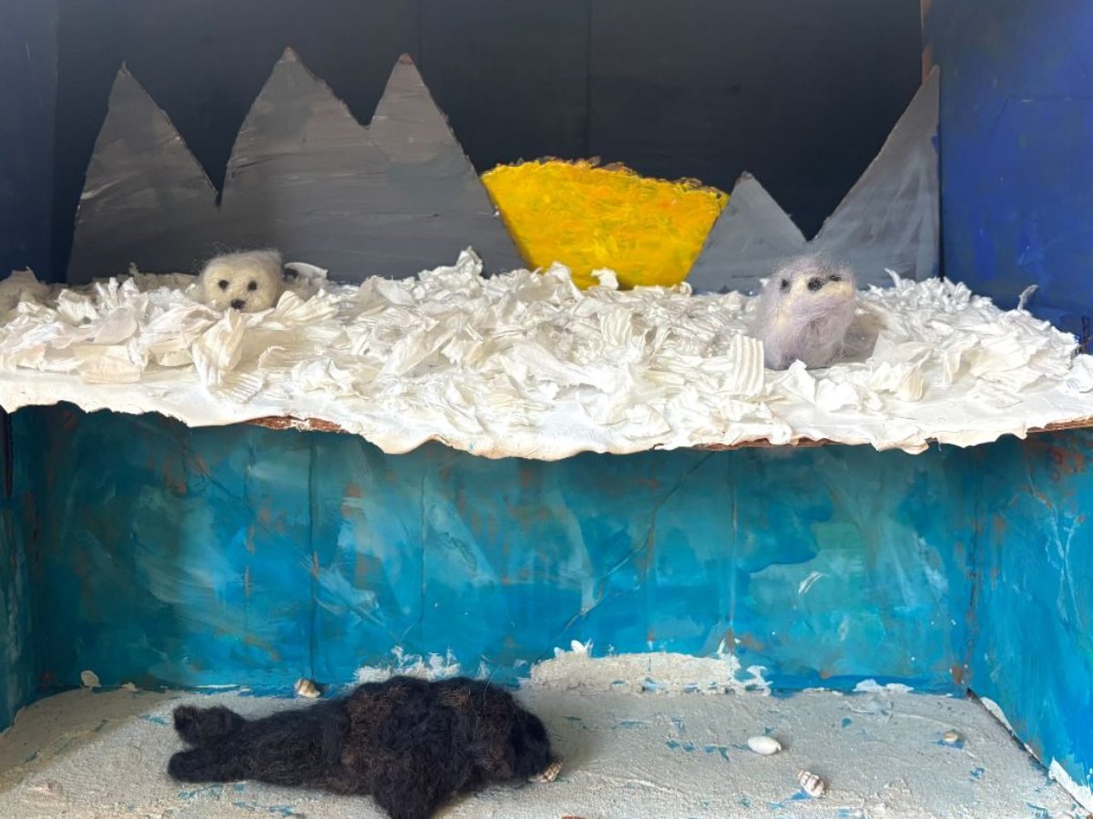 A handmade relief map model of mountains and water
